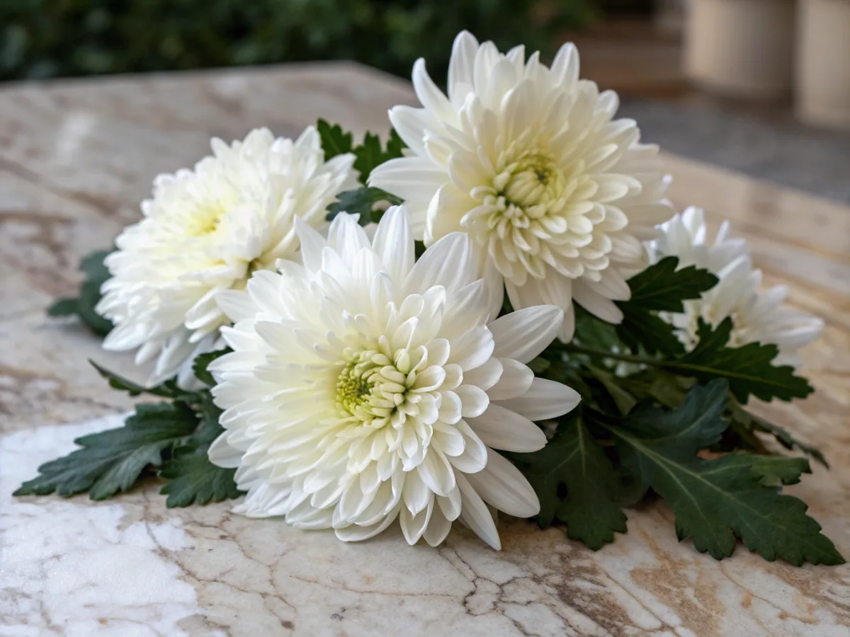 Chrysantheme Trauerblume — Aufrichtigkeit, Ewigkeit, Wahrheit