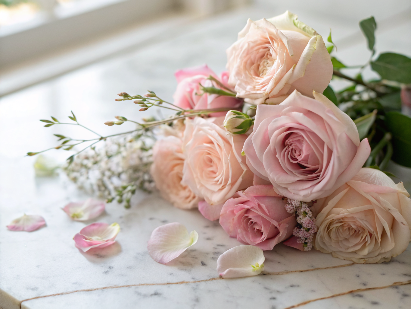 Zarter rosa Rosenstrauß